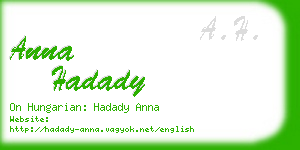 anna hadady business card